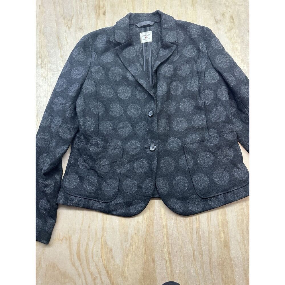 Gap Vtg Academy Blazer 10 Wool Blend Polka Dot Black Lined Sleeves Fitted